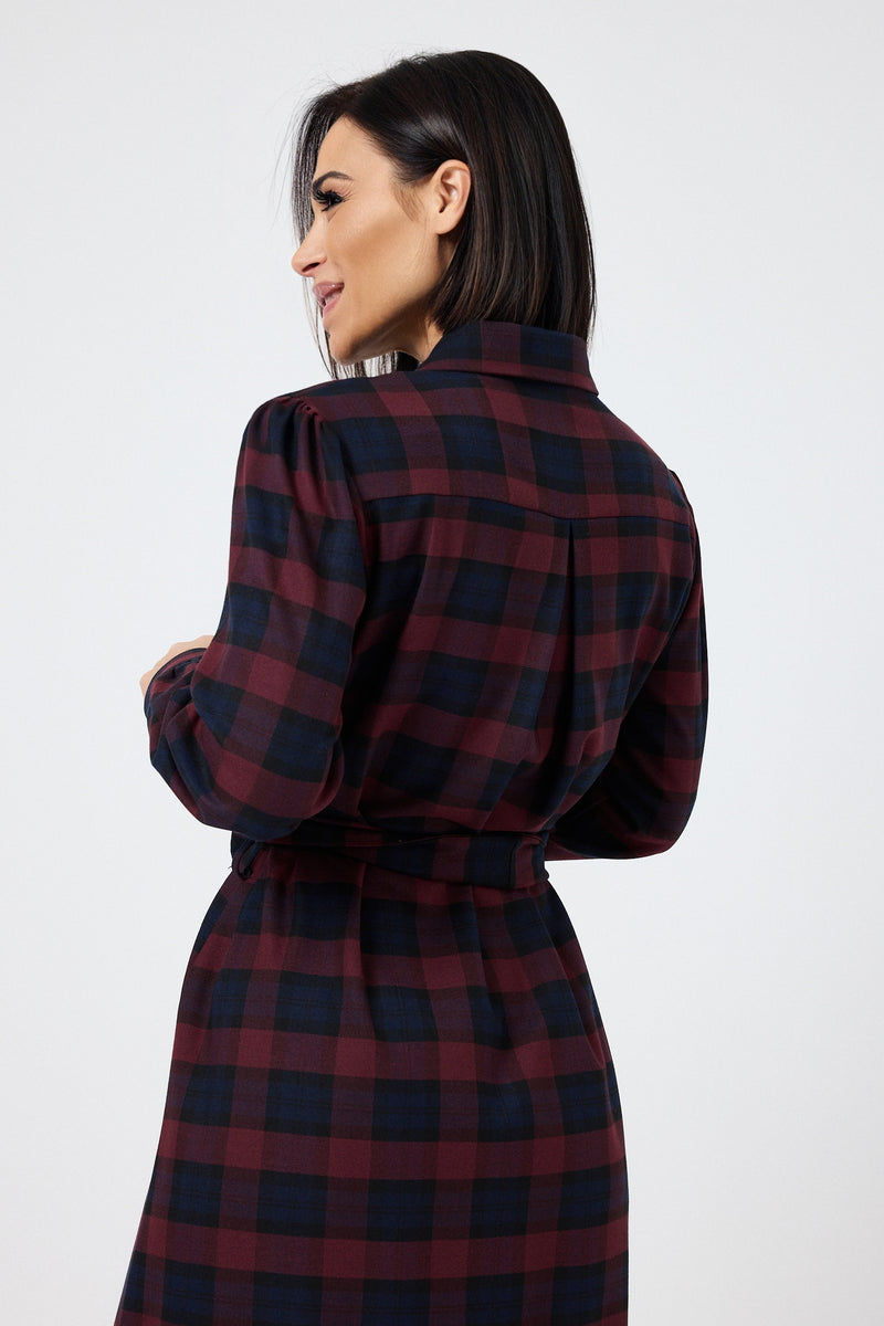 Abito tartan blu bordeaux FEDERICA BI