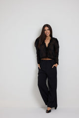 Pantalone nero in cadi FEDERICA BI