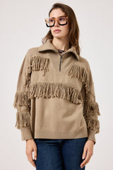 Cardigan con zip e frange FEDERICA BI ( vari colori )