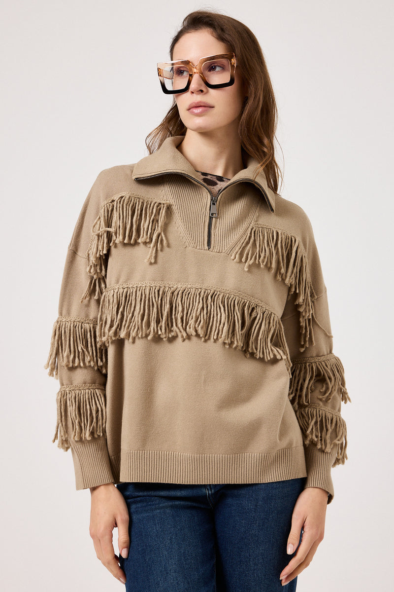 Cardigan con zip e frange FEDERICA BI ( vari colori )
