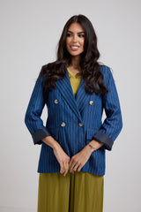 Blazer in denim chambrey gessato FEDERICA BI