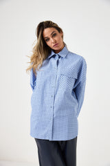 Camicia a quadri azzurra blu FEDERICA BI