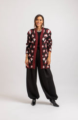 Cardigan animalier bordeaux FEDERICA BI