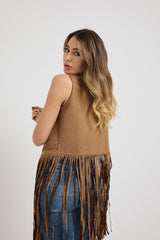 Gilet in suede frange FEDERICA BI