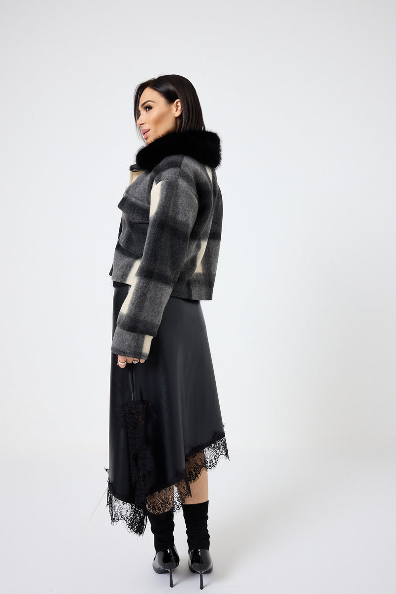 Giacca tartan grigio nero FEDERICA BI