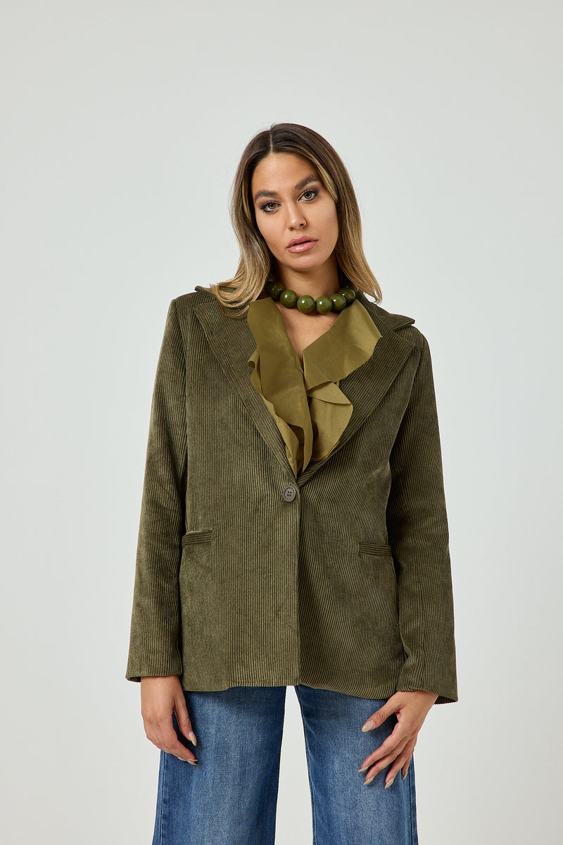 Blazer in velluto verde militare