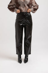 Pantalone nero FEDERICA BI stampa cocco
