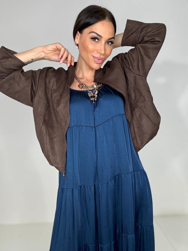 Giacca in eco camoscio marrone FEDERICA BI