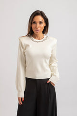 Maglia spallina e collo gioiello FEDERICA BI