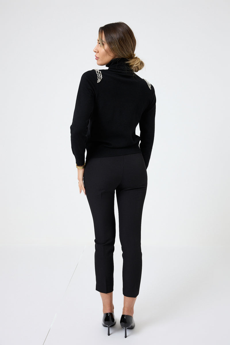 Maglia collo altro cristalli FEDERICA BI ( più colori )