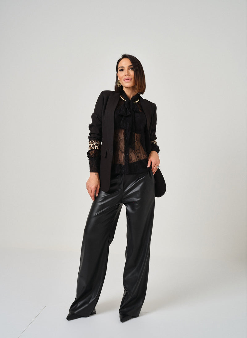 Pantalone nero in ecopelle FEDERICA BI