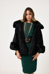 Giacca nera in ecopelliccia FEDERICA BI