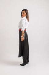 Gonna midi in ecopelle nera FEDERICA BI