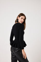 Maglia nera bottoni gioiello FEDERICA BI