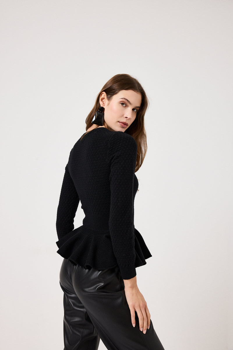 Maglia nera bottoni gioiello FEDERICA BI