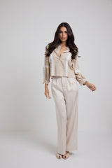 Pantalone in raso beige FEDERICA BI