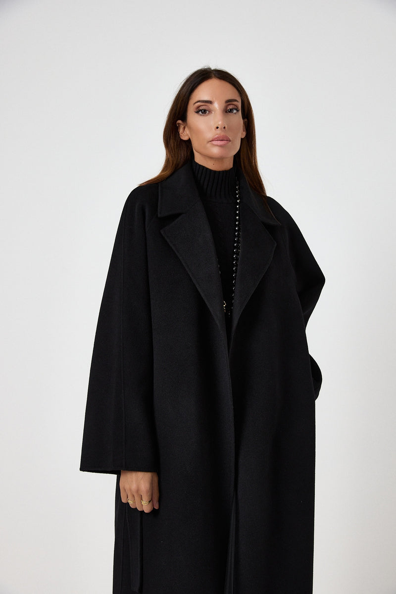 Cappotto nero cachemire e lana FEDERICA BI