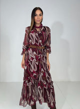Abito in chiffon bordeaux FEDERICA BI