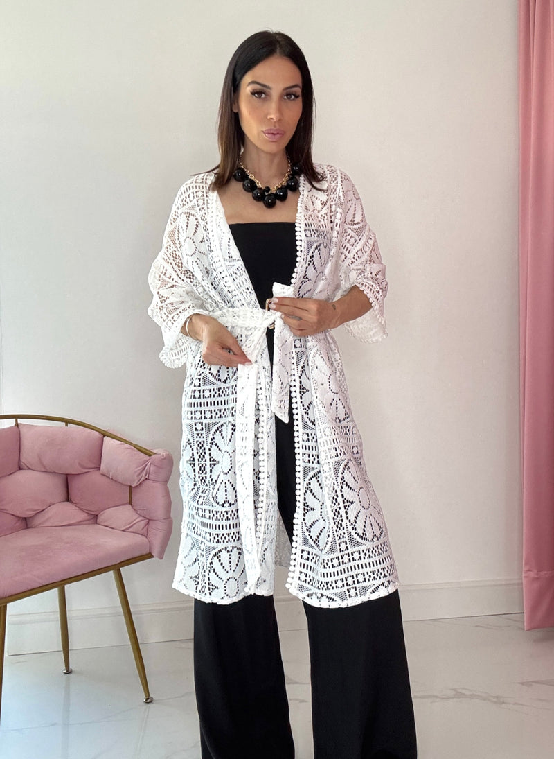 Kimono in pizzo bianco FEDERICA BI