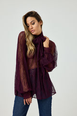Camicia in pizzo bordeaux FEDERICA BI