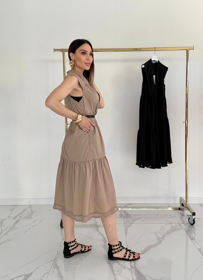 Abito in cotone (beige e e nero) FEDERICA BI