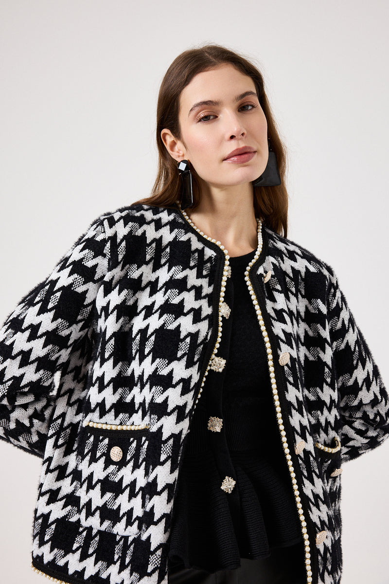 Maglia nera bottoni gioiello FEDERICA BI