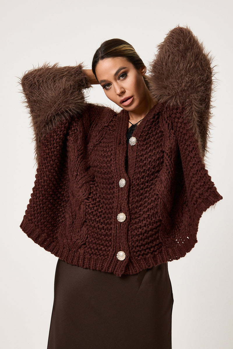 Cardigan treccia e ciniglia FEDERICA BI ( vari colori )