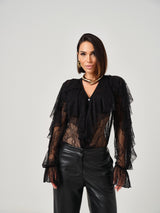 Camicia nera in pizzo volant FEDERICA BI