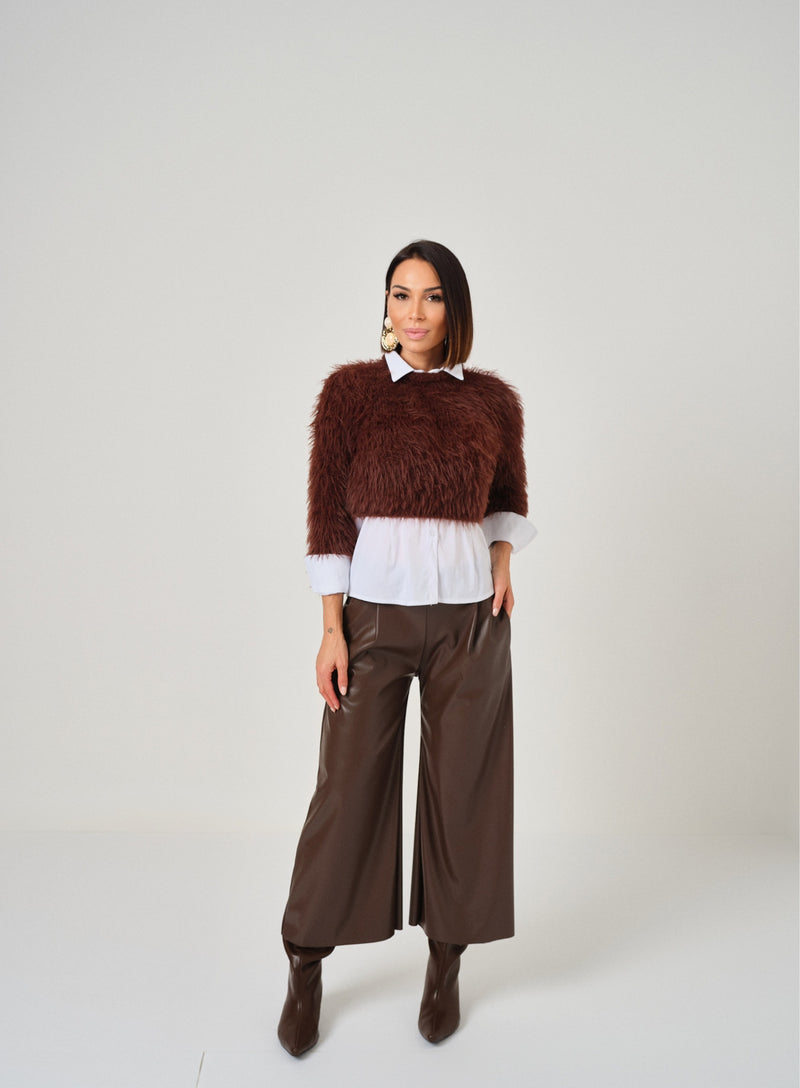 Maglioncino marrone in ciniglia FEDERICA BI