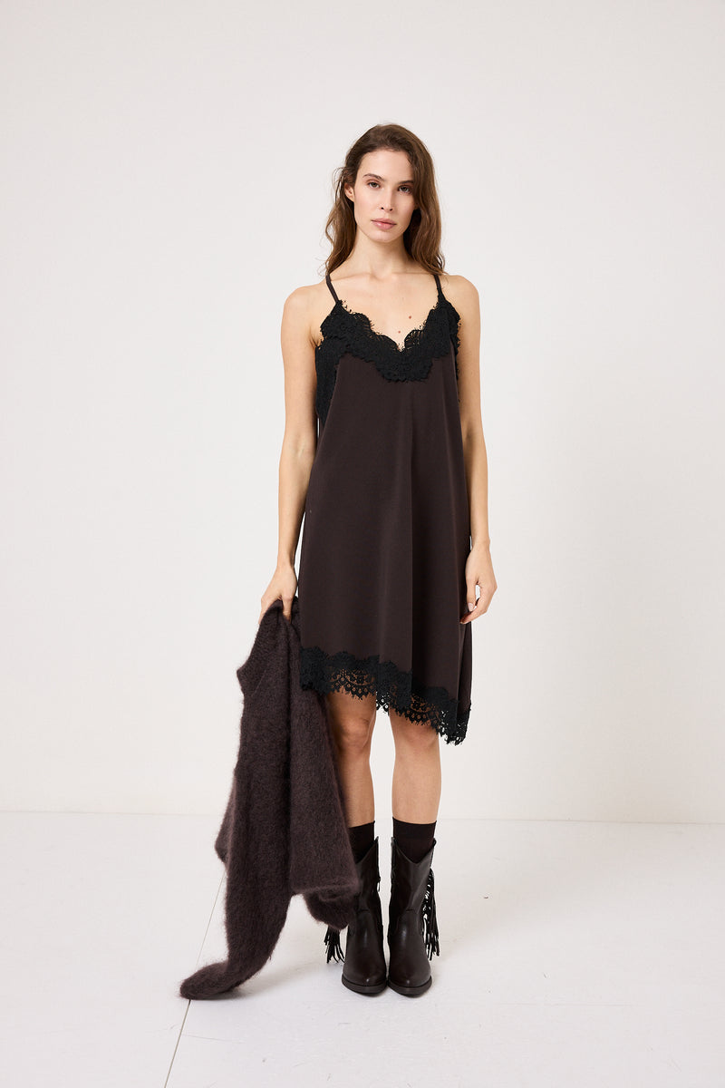 Abito in tela moro e pizzo nero FEDERICA BI