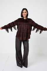 Camicia in suede cioccolato FEDERICA BI