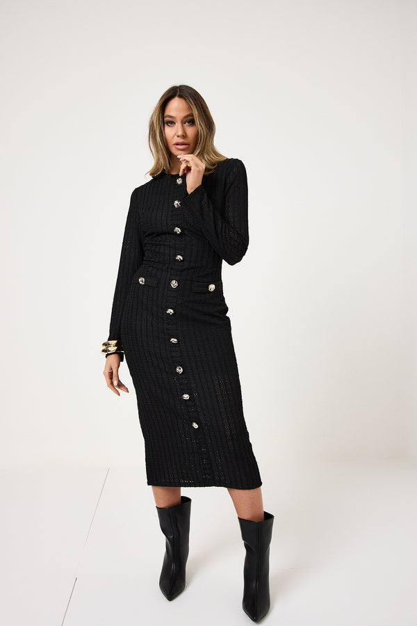 Abito midi bottoni oro FEDERICA BI ( vari colori )