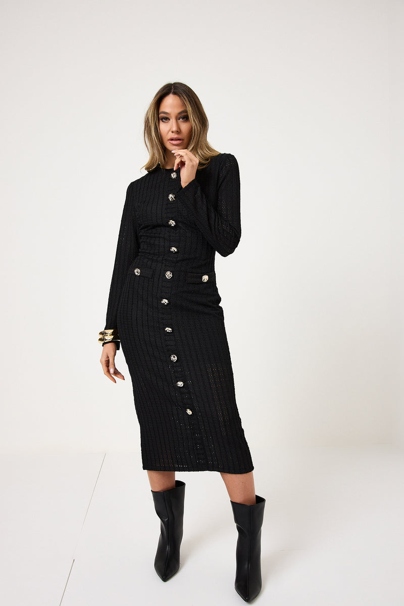 Abito midi bottoni oro FEDERICA BI ( vari colori )