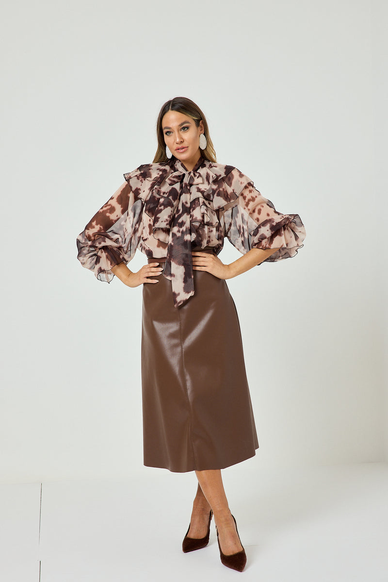 Gonna in similpelle marrone FEDERICA BI
