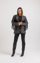 Blazer grigio frange FEDERICA BI