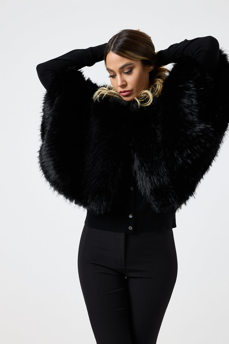 Ecopelliccia nera FEDERICA BI