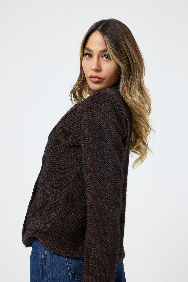 Blazer in ciniglia con spilla FEDERICA BI