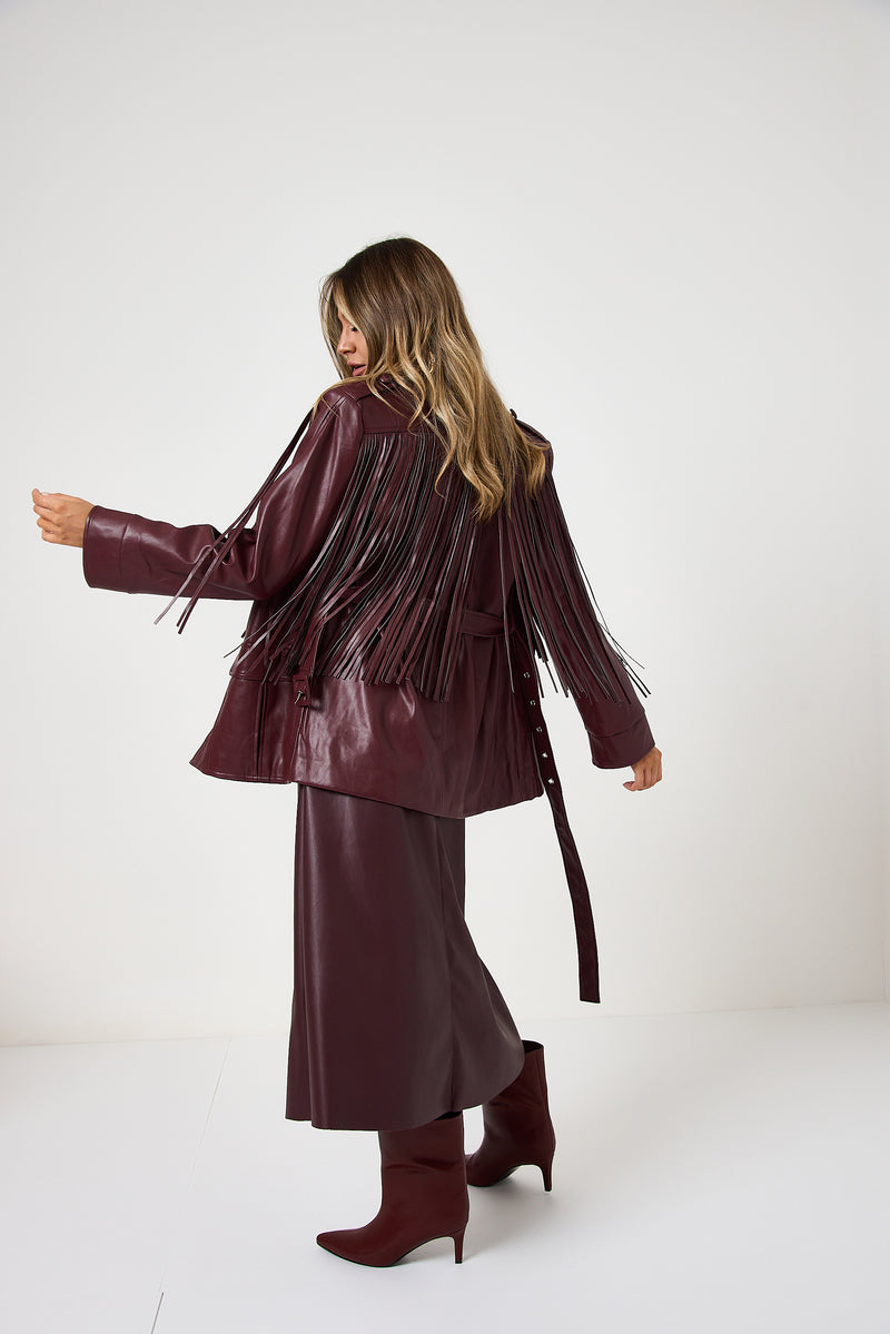 Giacca bordeaux frange FEDERICA BI