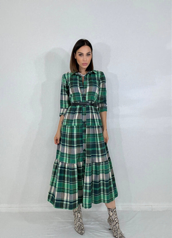 Abito tartan verde FEDERICA BI