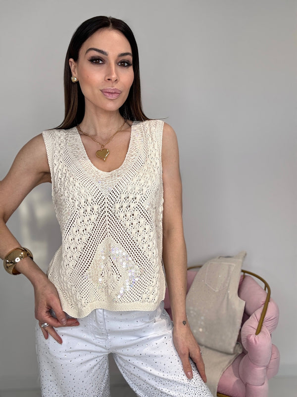 Gilet tricot paillettes FEDERICA BI