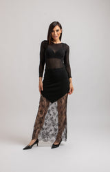 Gonna nera tricot e pizzo chantilly FEDERICA BI