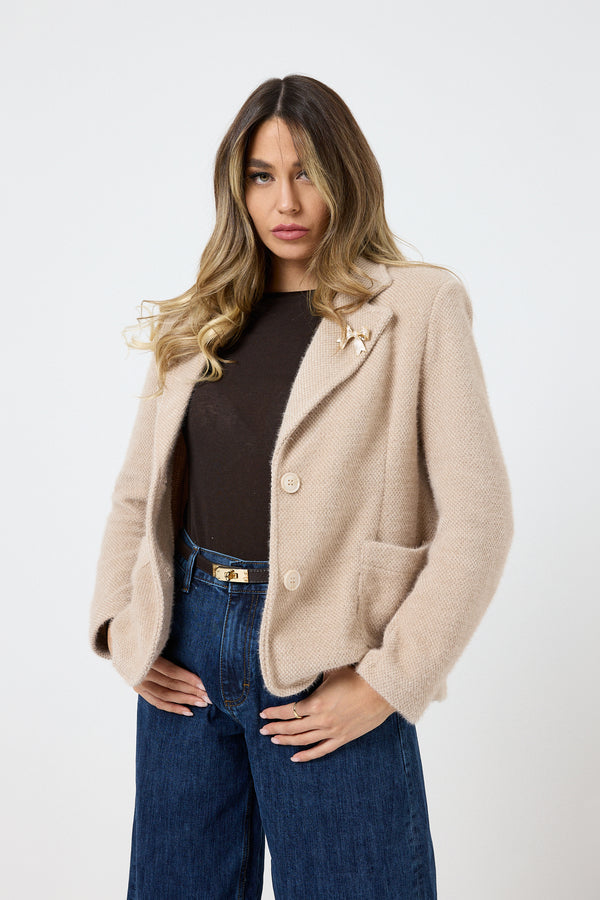 Blazer in ciniglia con spilla FEDERICA BI