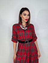 Abito tartan rosso FEDERICA BI