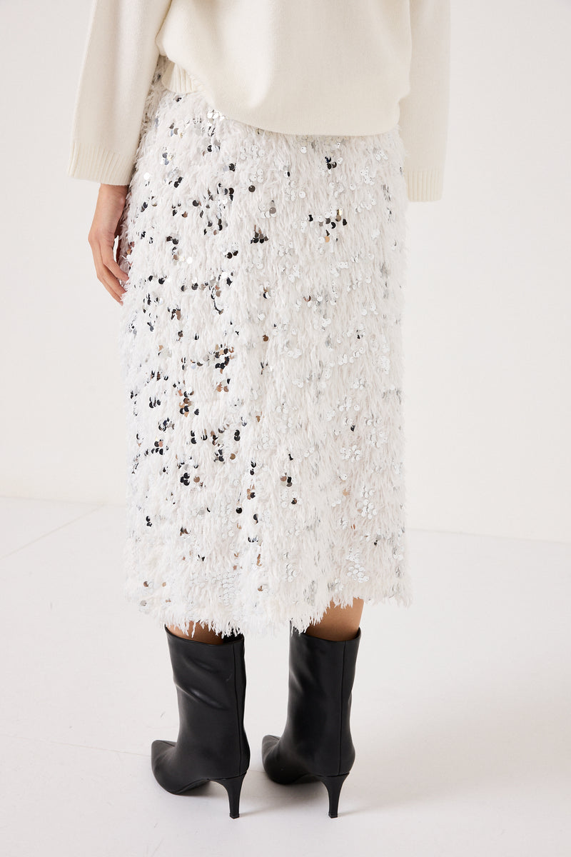 Gonna bianca piume e paillettes FEDERICA BI