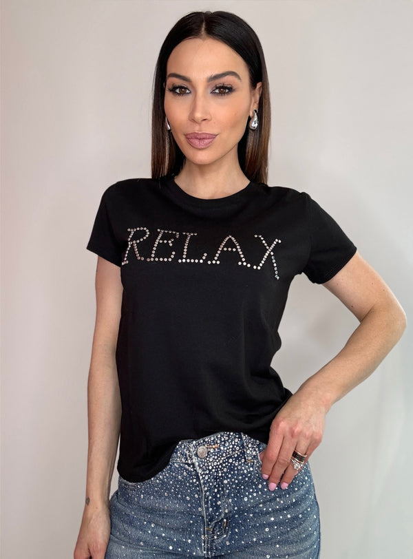 T-shirt RELAX in cotone bianca e nera FEDERICA BI