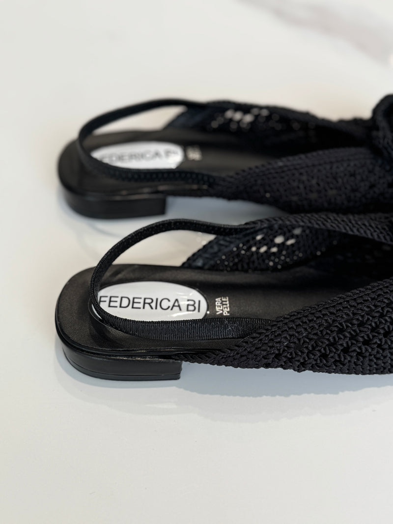 Slingback nera crochet FEDERICA BI