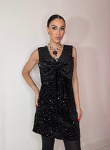 Abito fiocco in velluto e paillettes FEDERICA BI