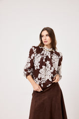 Camicia marrone ricamata FEDERICA BI