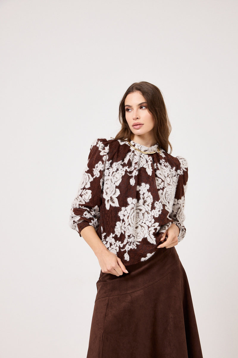 Camicia marrone ricamata FEDERICA BI