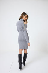 Abito grigio perla cut out FEDERICA BI